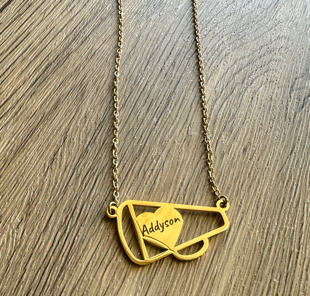 Cheer Megaphone necklace- single side engraved. Back side added separately