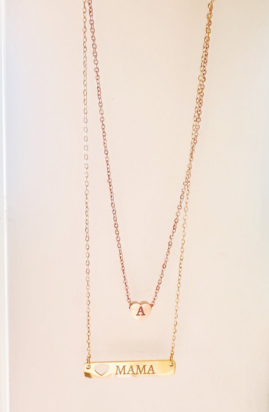 Initial Heart Necklace- Rose Gold