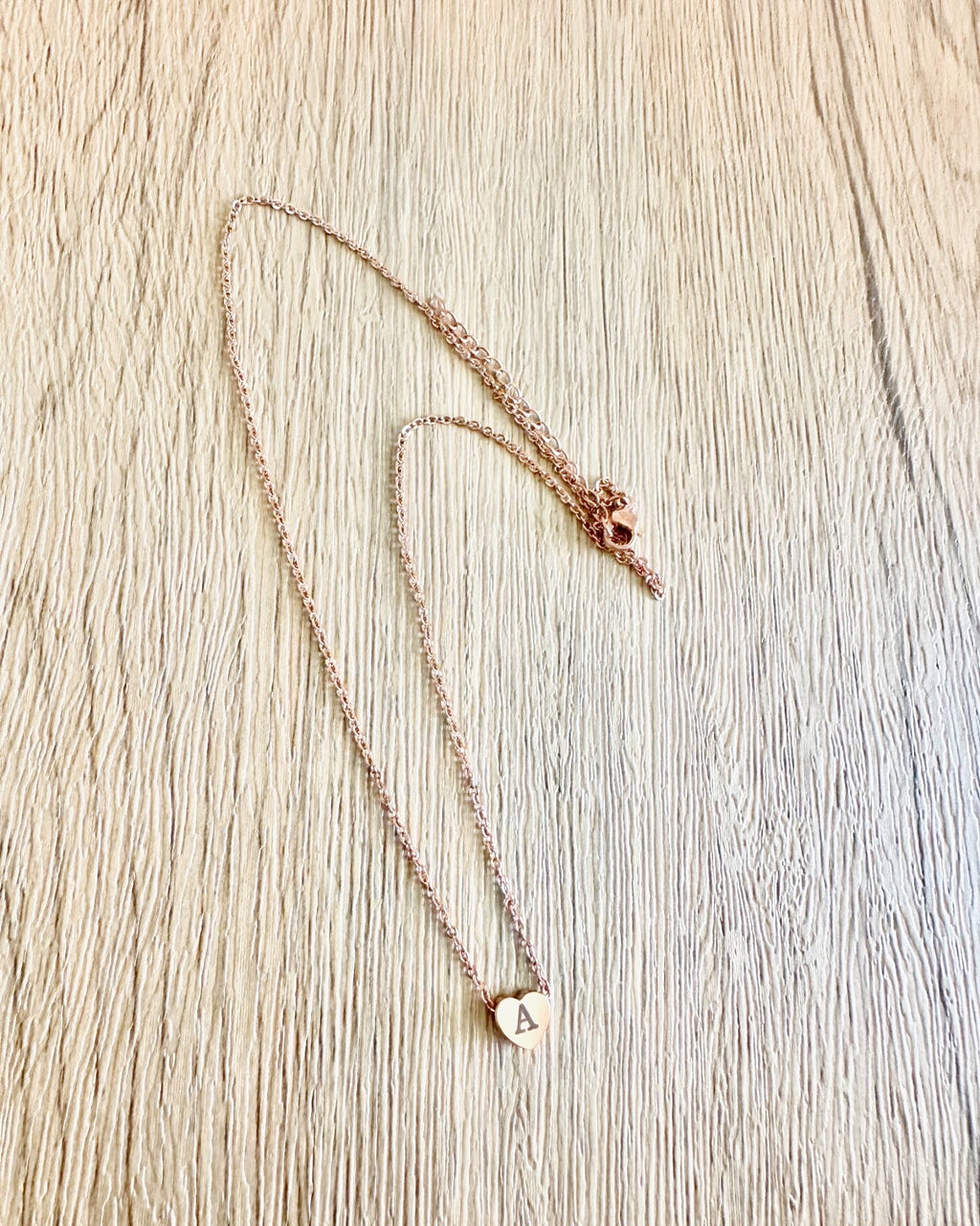 Initial Heart Necklace- Rose Gold