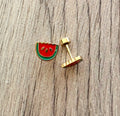 Gold Watermelon Flat Back Stud Earings