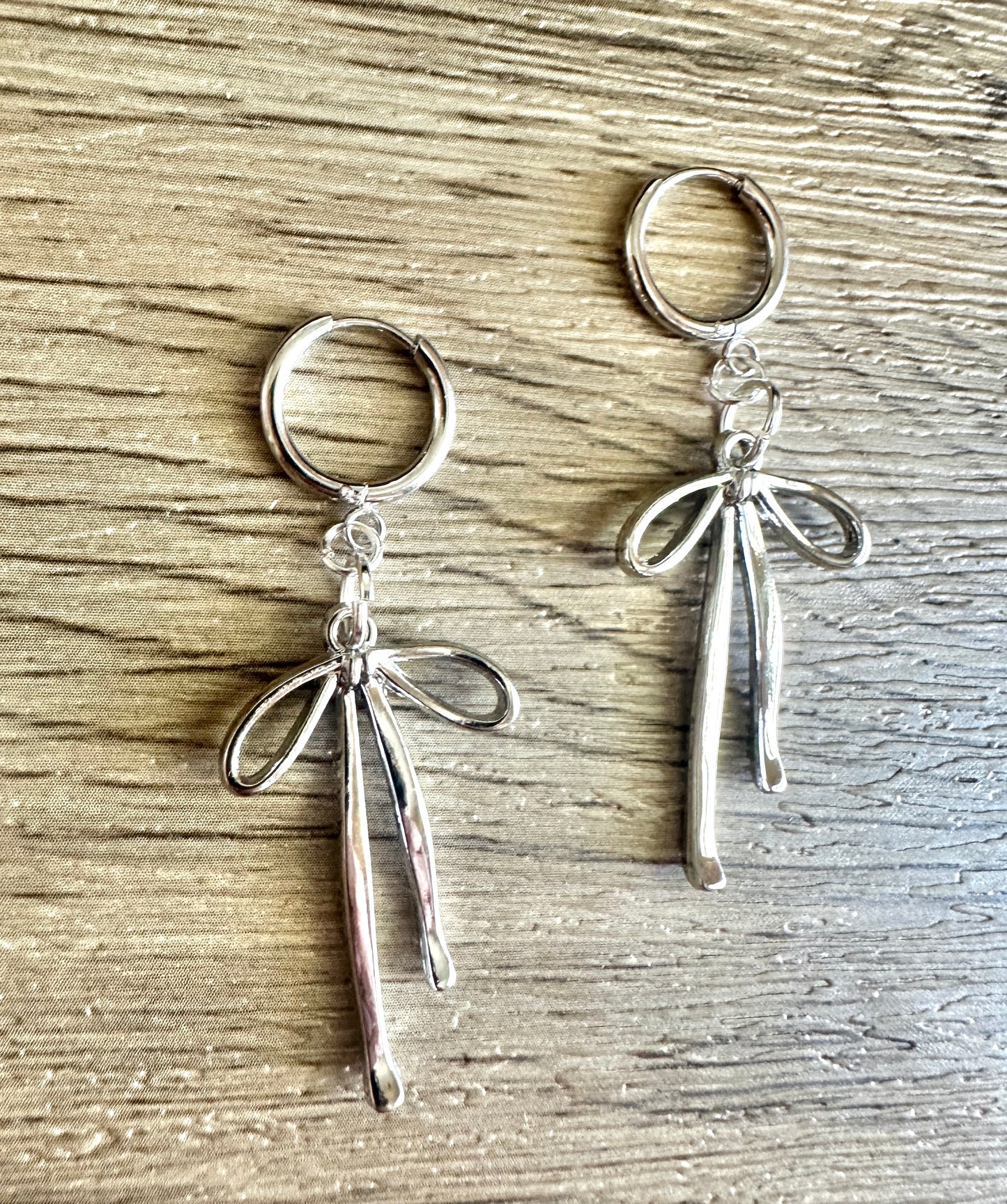 Silver Bow Hoop Earrings
