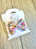 Rainbow Confetti Small Scrunch Bow