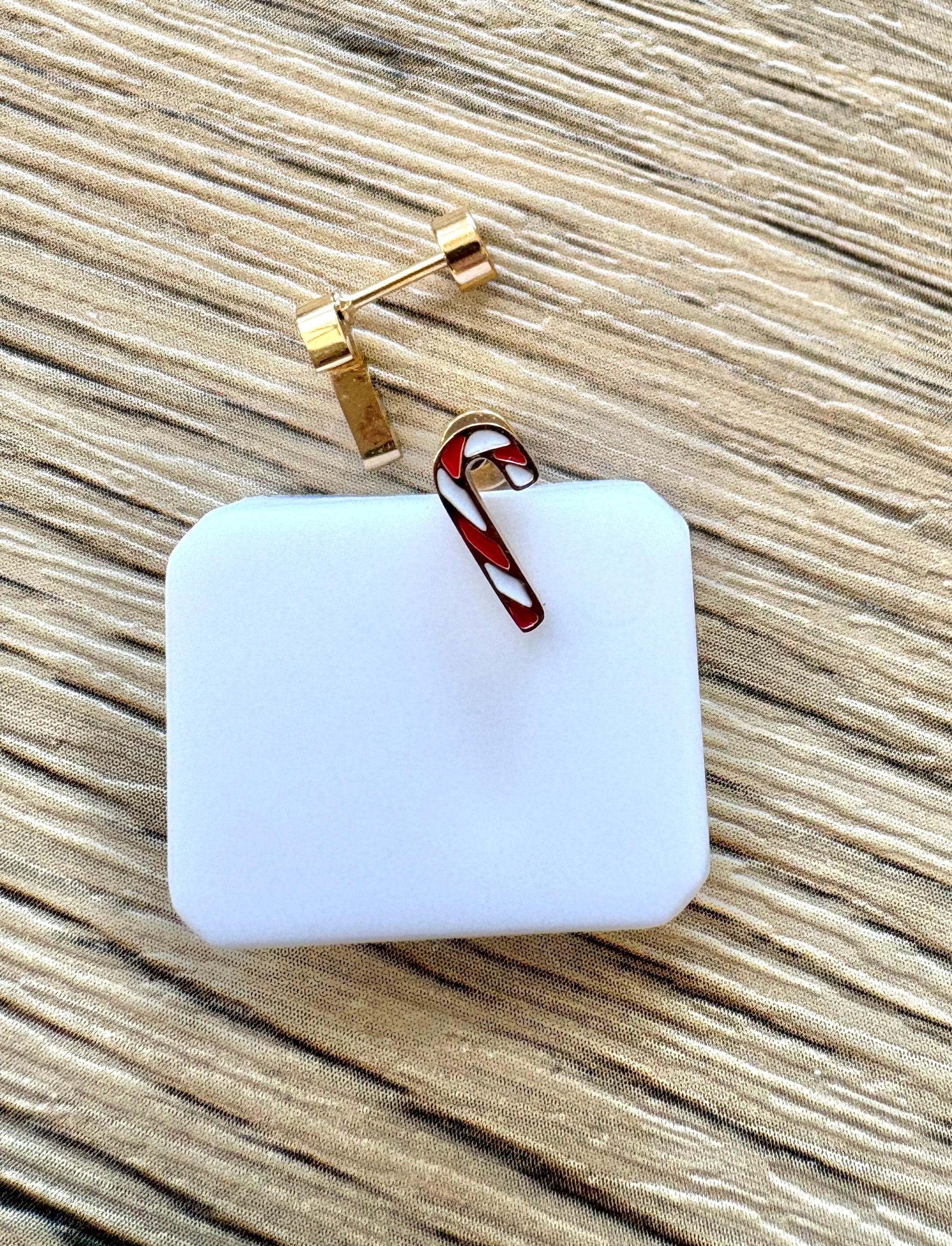 Gold Candy Cane Flat Back Stud Earings