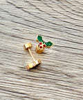 Gold Mistletoe Flat Back Stud Earings