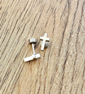 Silver Dainty Cross Flat Back Stud Earings