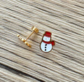 Gold Snowman Flat Back Stud Earings