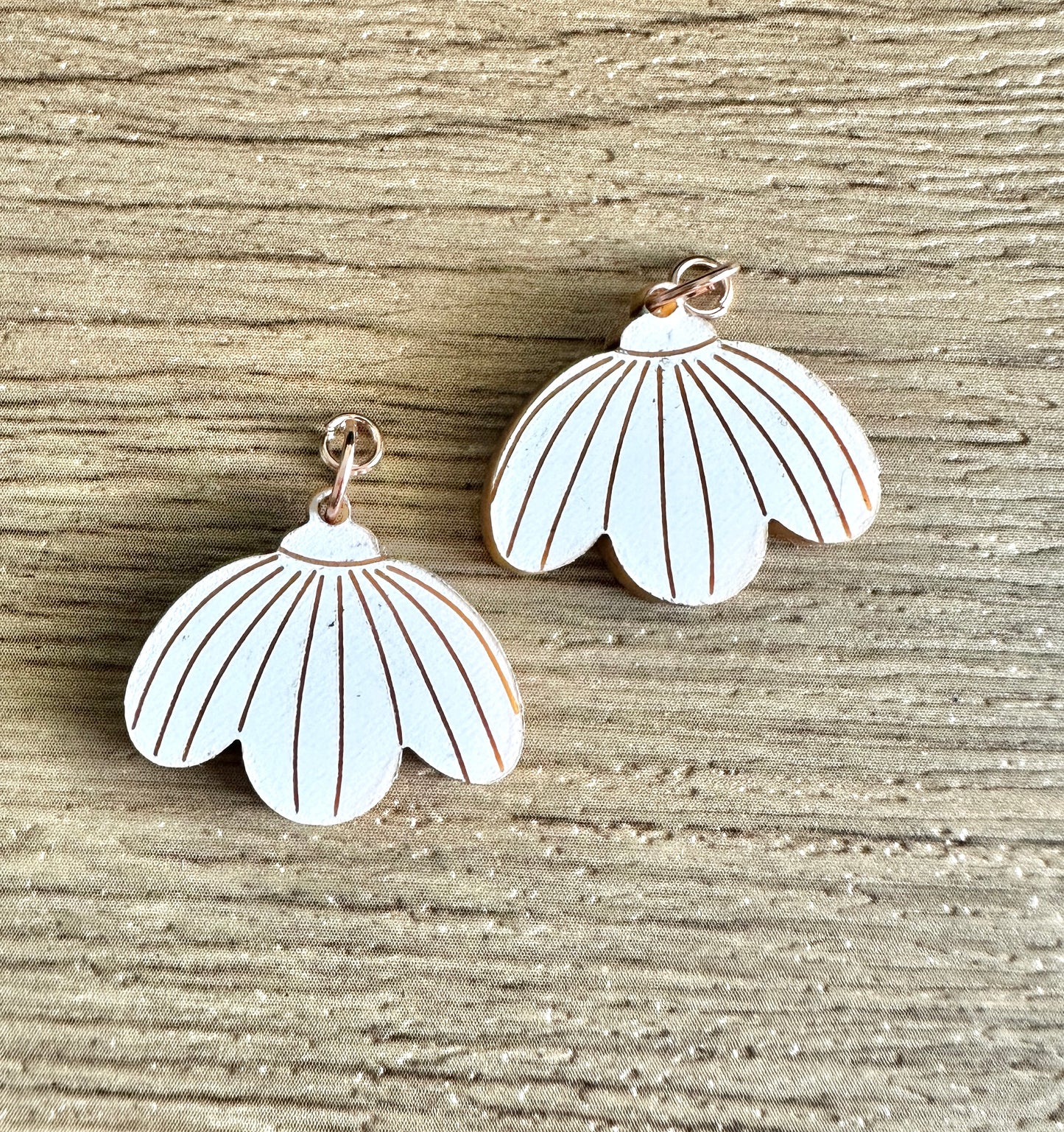 White and Gold Wildflower Hoop Charms