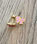 Pink Bow Flat Back Stud Earings