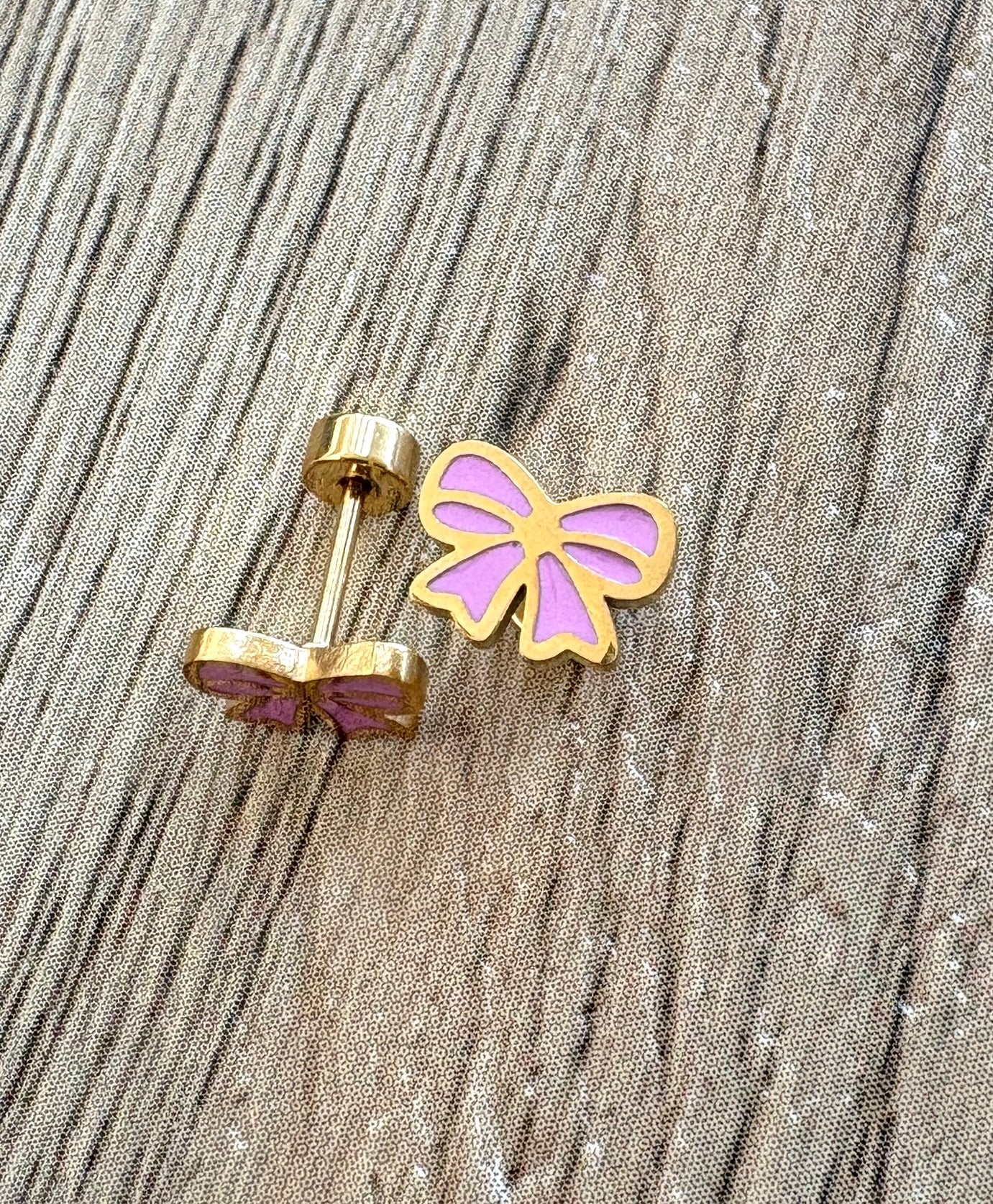 Pink Bow Flat Back Stud Earings