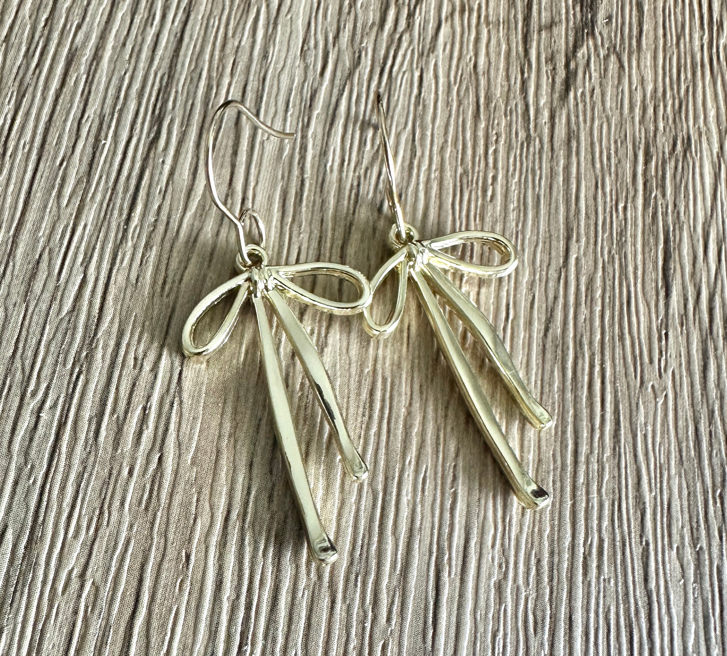 Gold Bow Hook Earrings