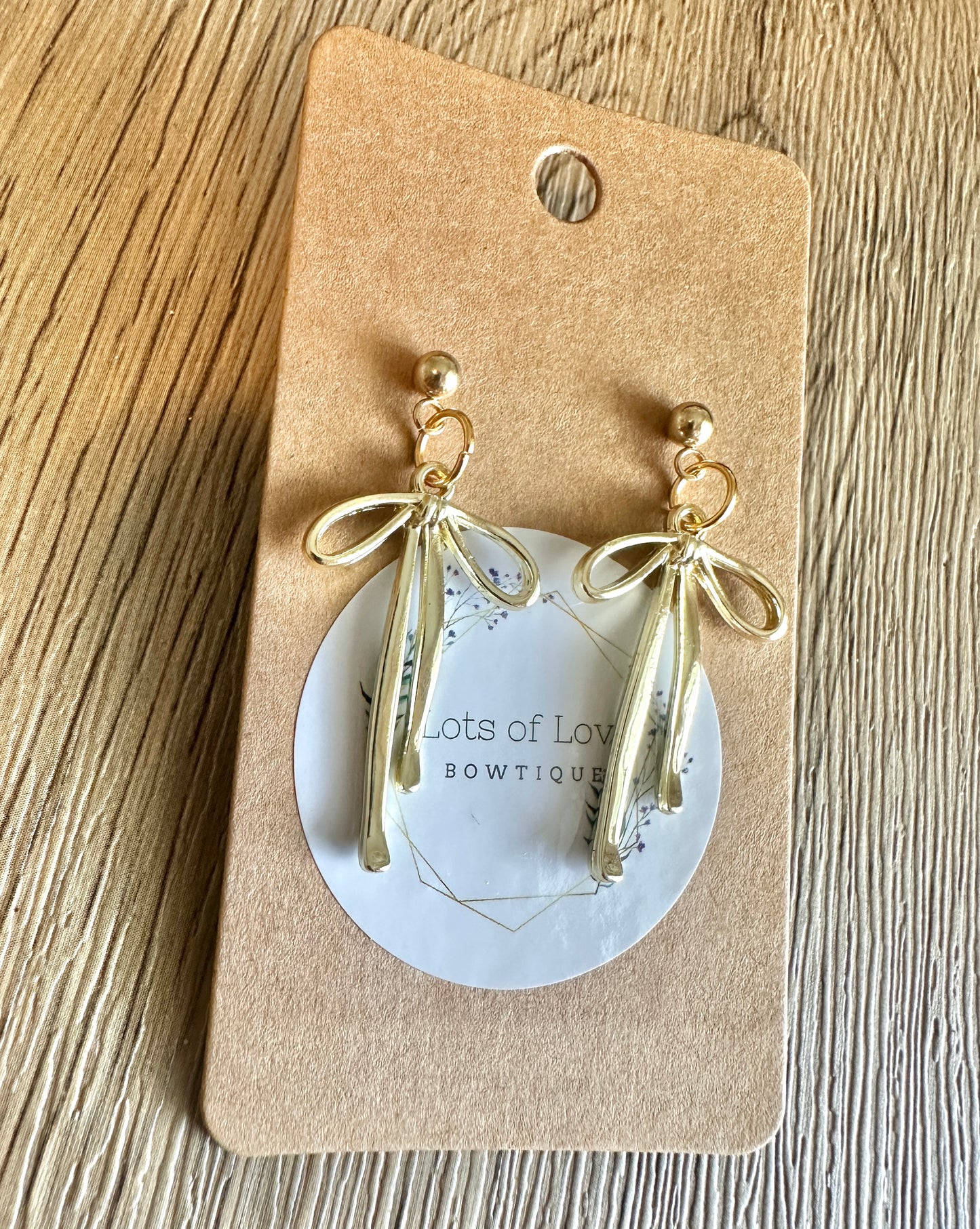 Gold Bow Stud Earrings