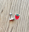 Silver Strawberry Flat Back Stud Earings