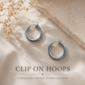 Simple Stainless Steel Silver CLIP ON Hoops- 6 sizes