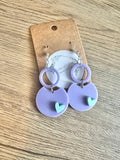Purple Crescent Mint Heart Earrings