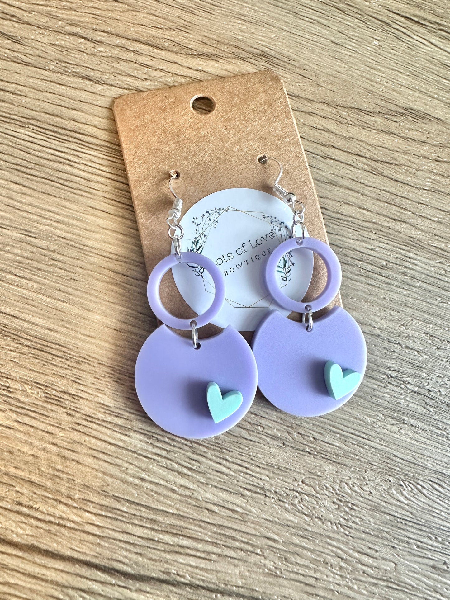 Purple Crescent Mint Heart Earrings