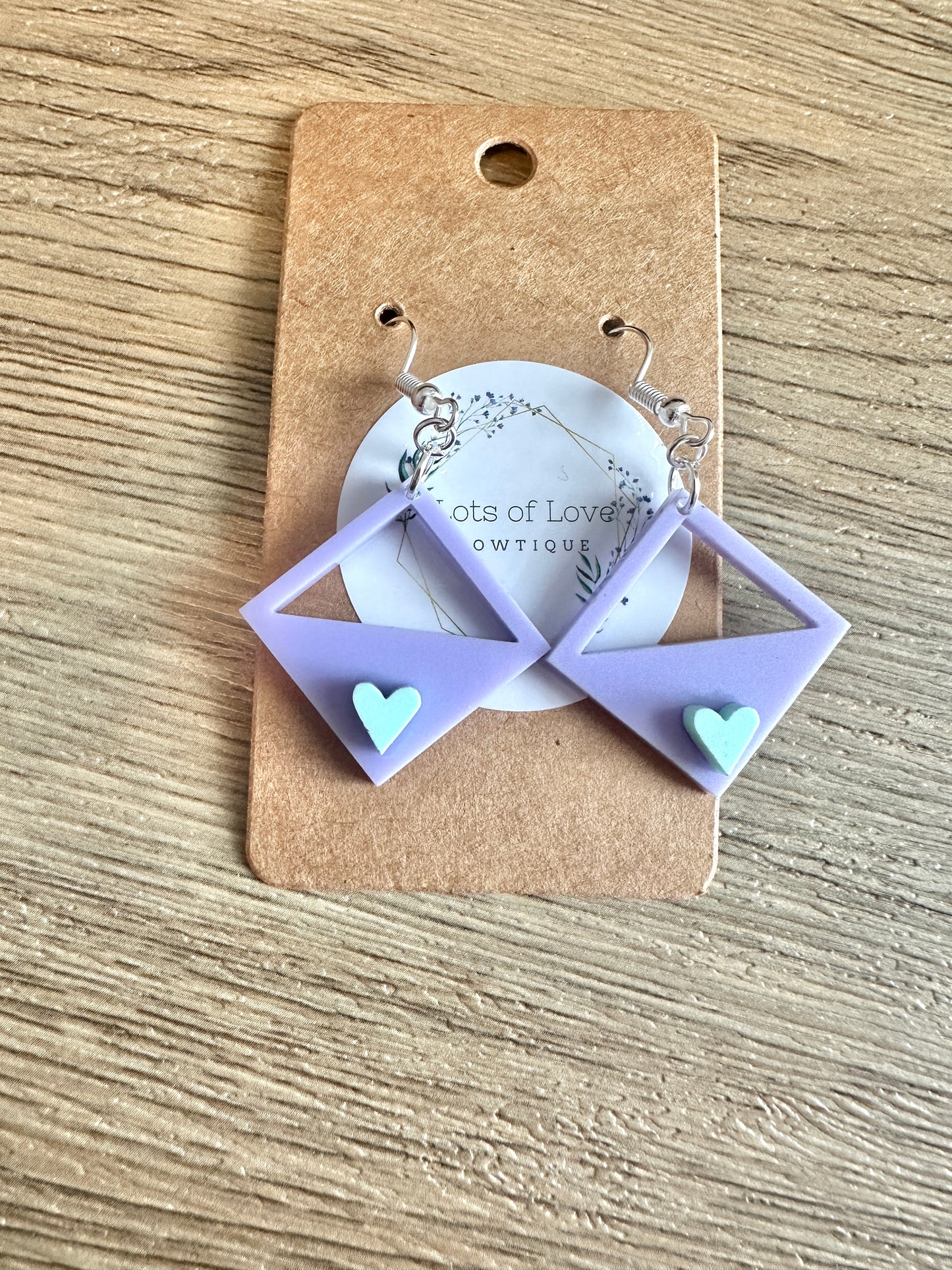 Purple Diamond Mint Heart Earrings