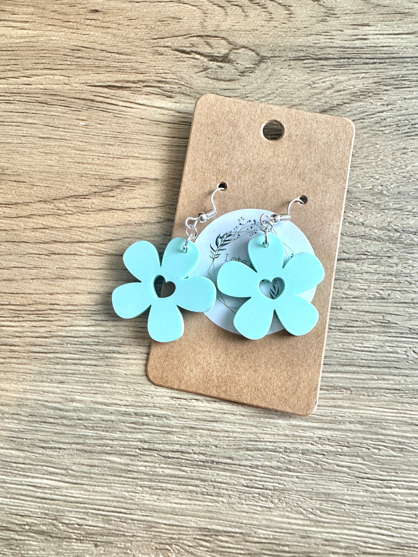 Mint Heart Daisy Earrings