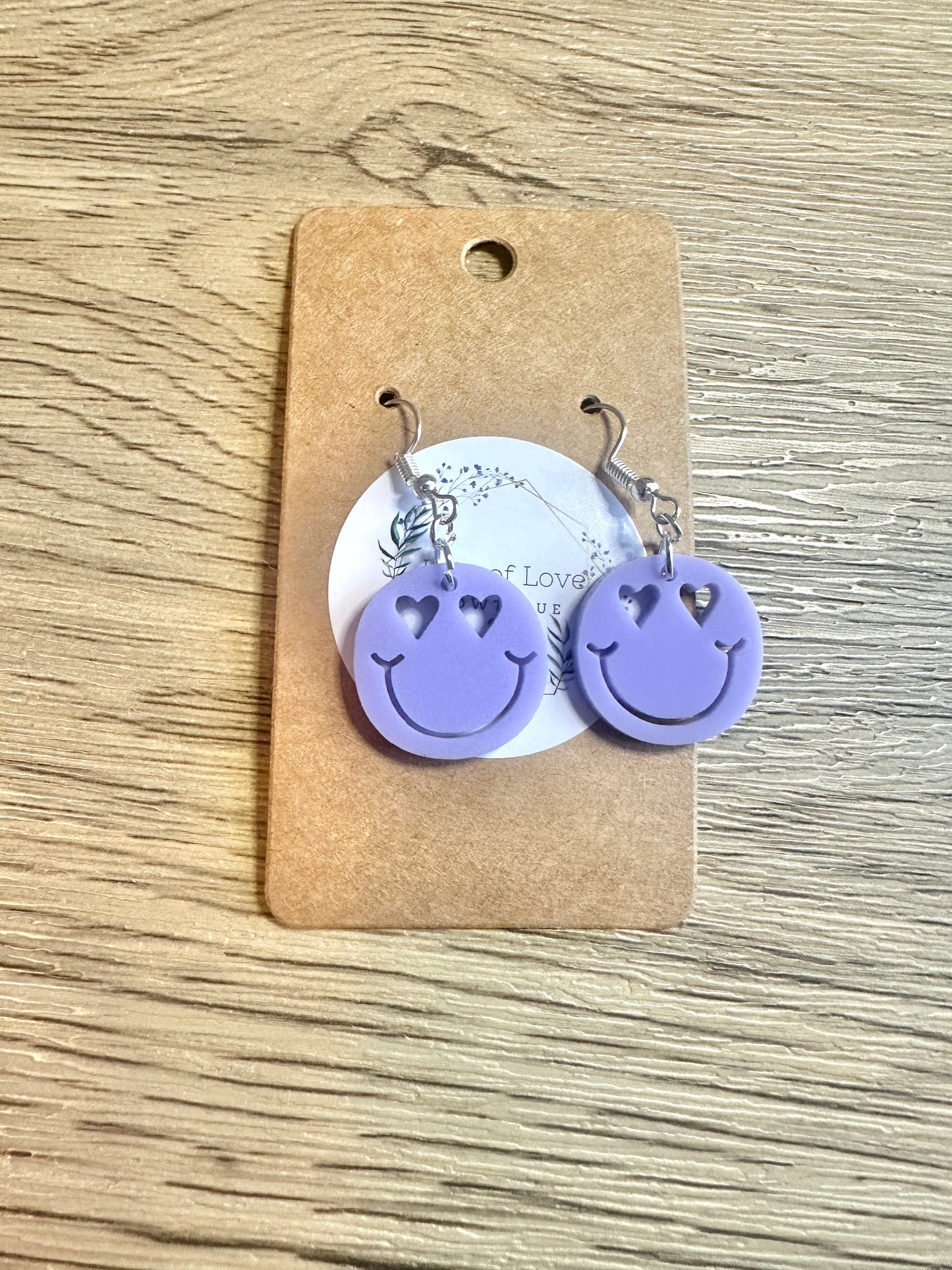 Mini Purple Smile Face Earrings