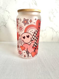 Heart and Smile 16 oz Frosted Glass Tumbler
