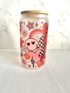 Heart and Smile 16 oz Frosted Glass Tumbler