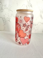 Heart and Smile 16 oz Frosted Glass Tumbler