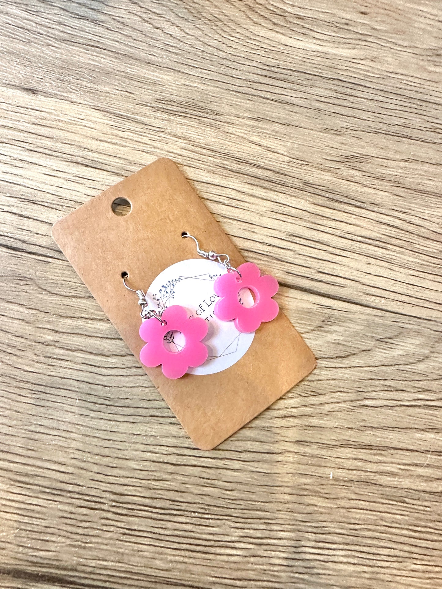 Neon Pink Mini Daisy Earrings