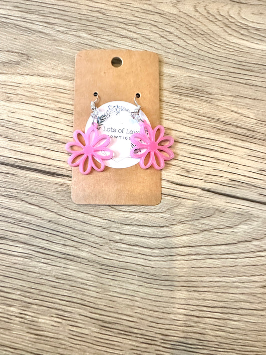 Neon Pink Mini Cut out Daisy Earrings