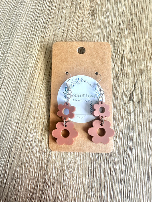 Rust Mini Double Daisy Earrings