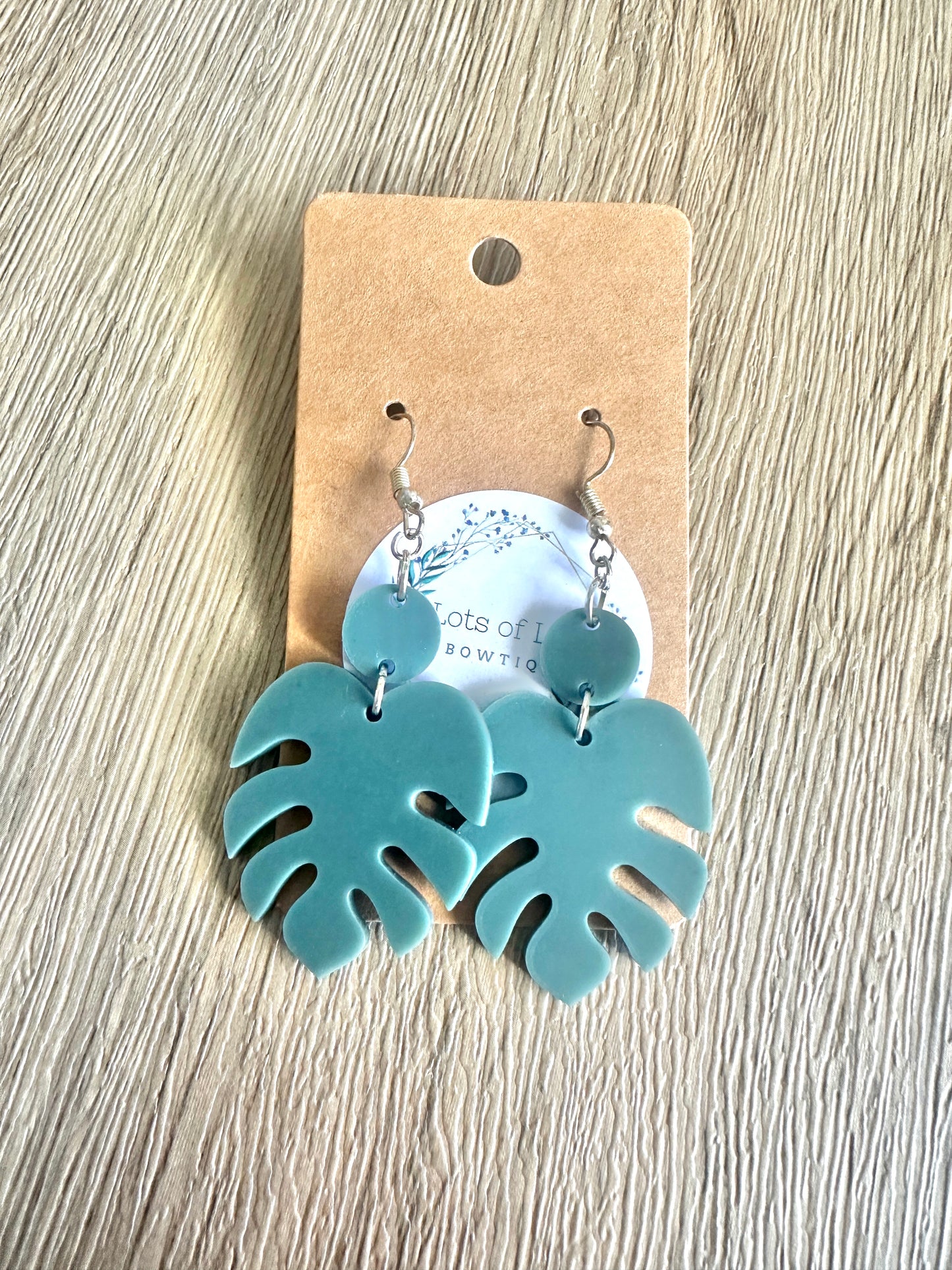 Matte Dark Green Monstera Earrings