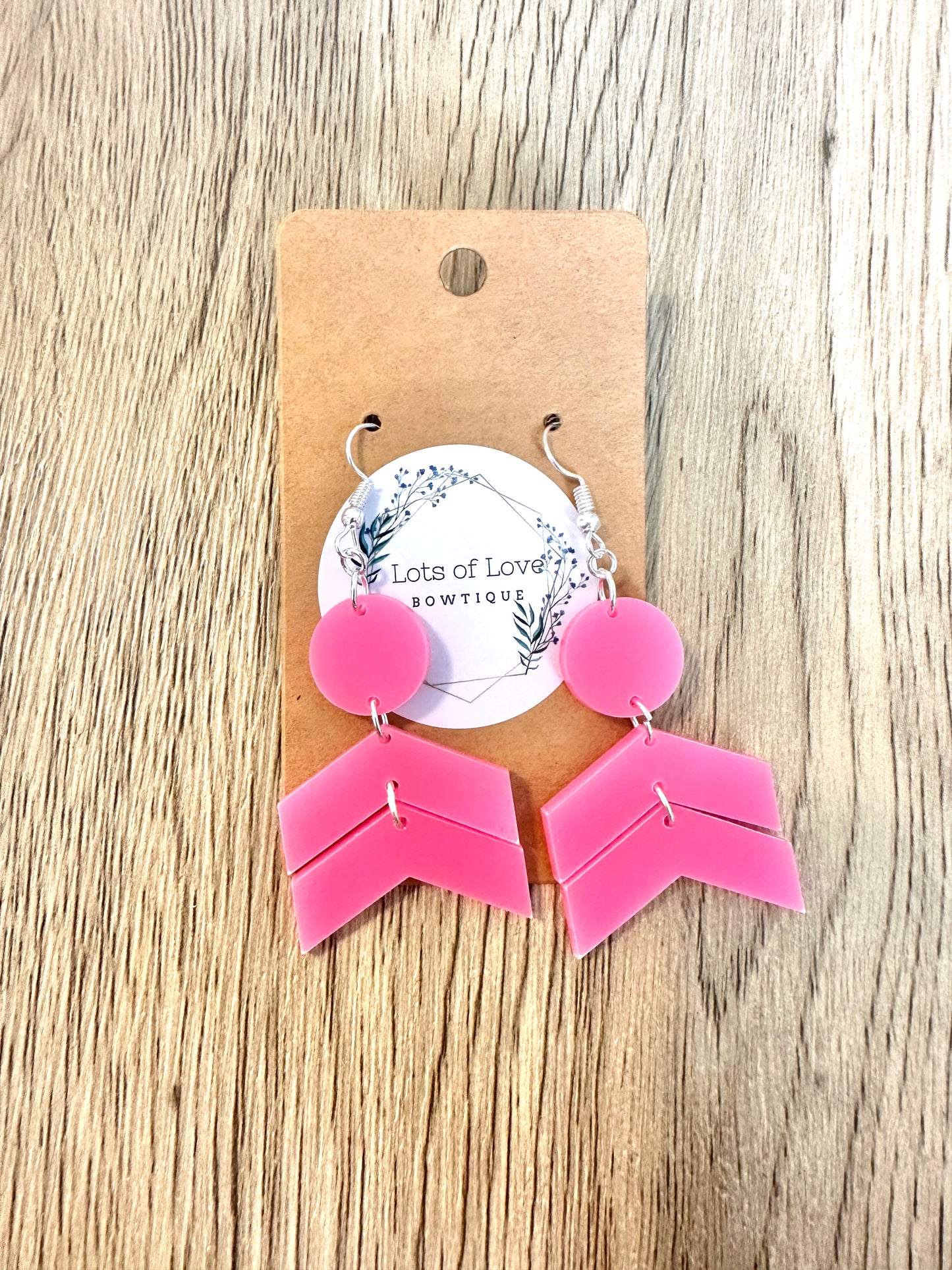 Neon Pink Chevron Earrings