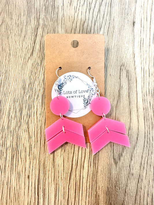 Neon Pink Chevron Earrings