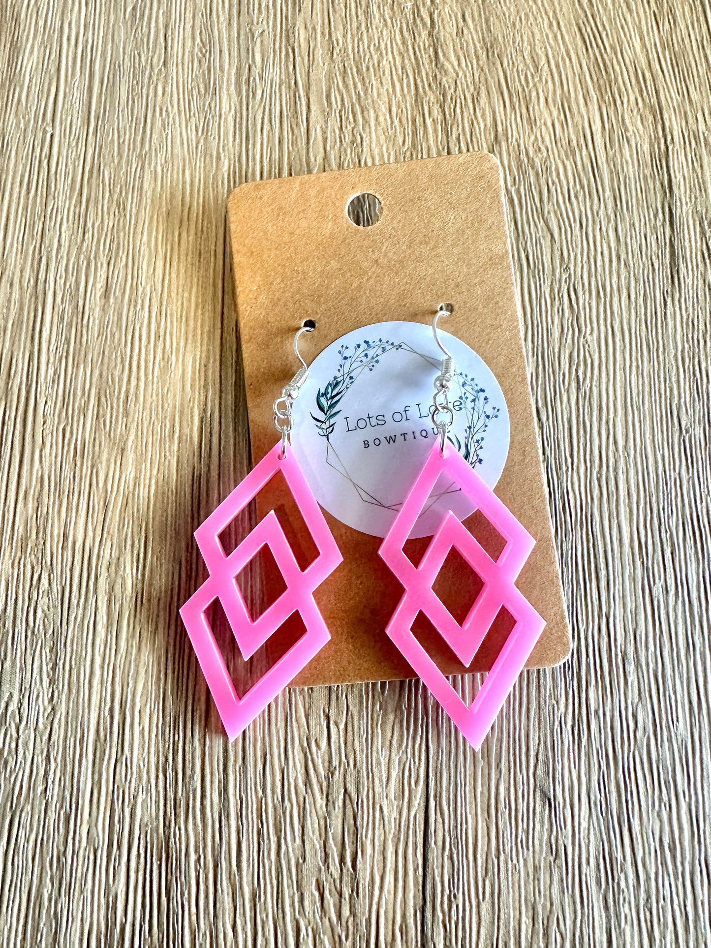 Neon Pink Double Diamond Earrings