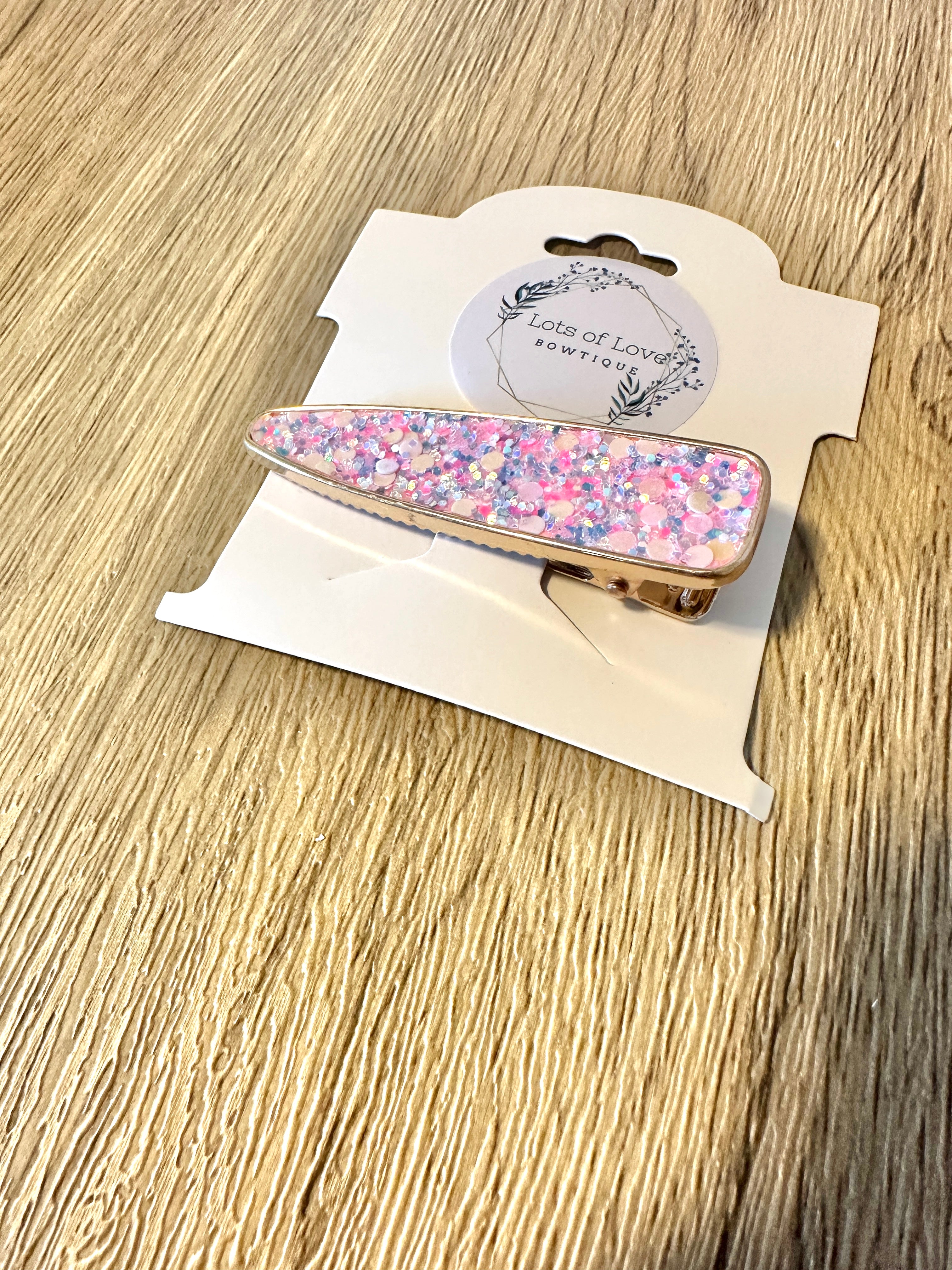 Pink and Purple Glitter Triangle Inlay Clip