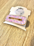 Pink and Purple Glitter Hollow Rectangle Inlay Clip