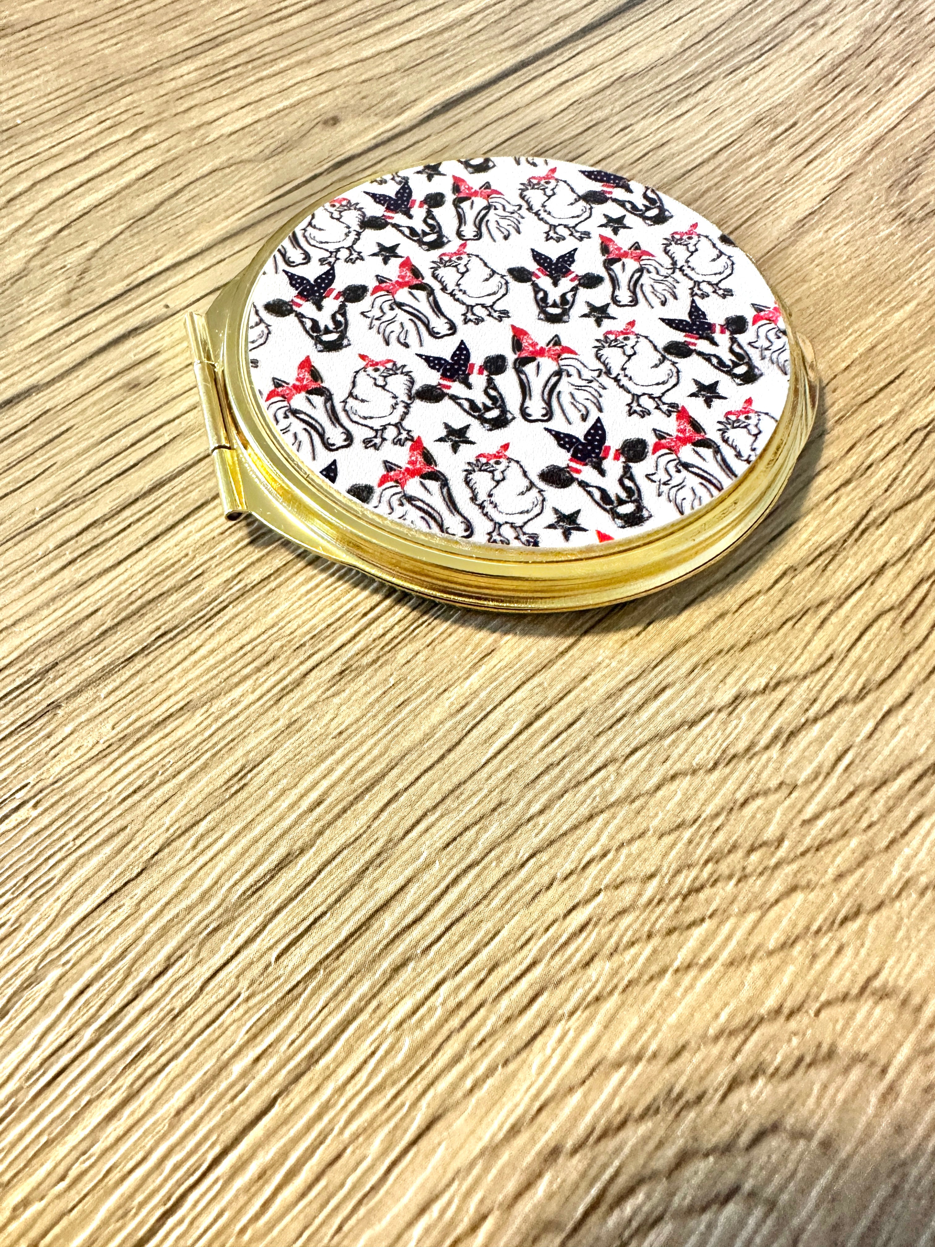 Cow and Chicken Pocket Mirror