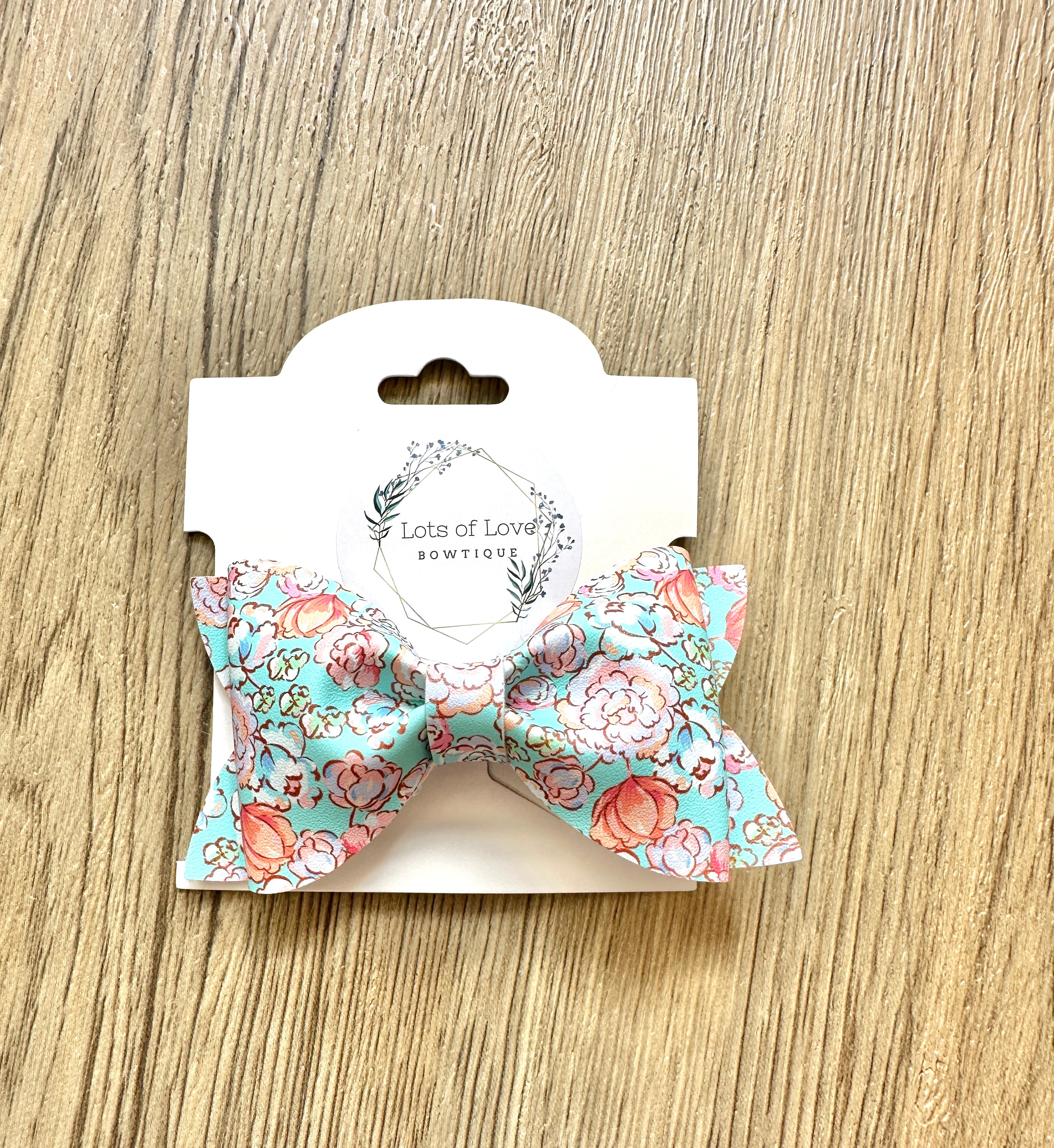 Aqua Floral Jordyn Bow