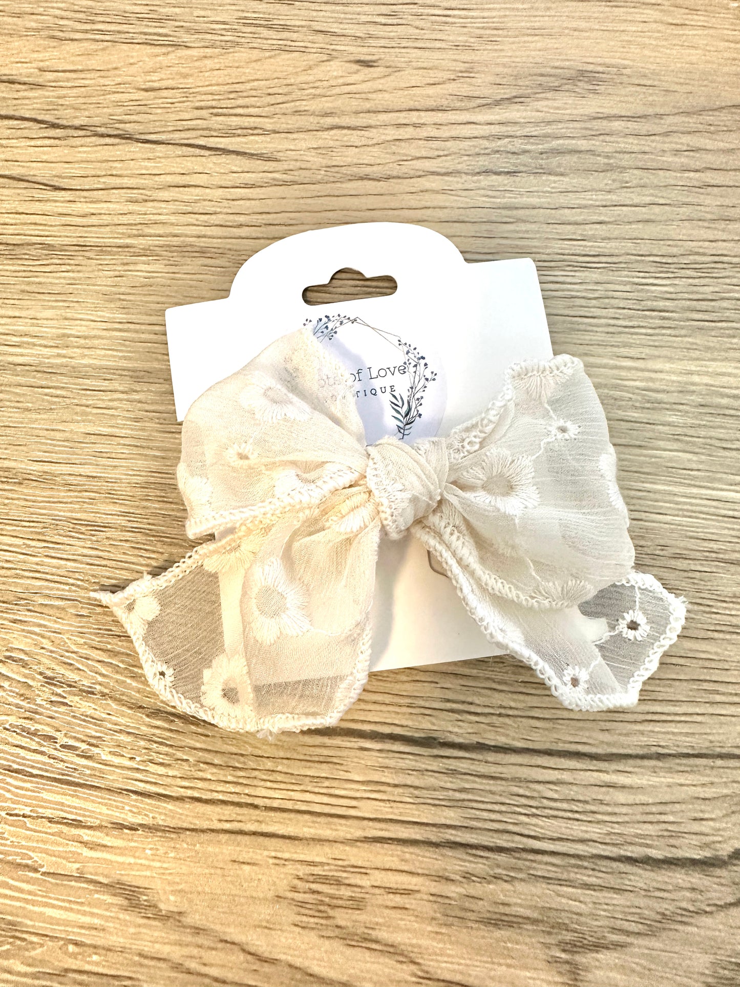 Cream Sheer Hand Tied Bow