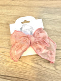 Dark Coral Sheer Hand Tied Bow