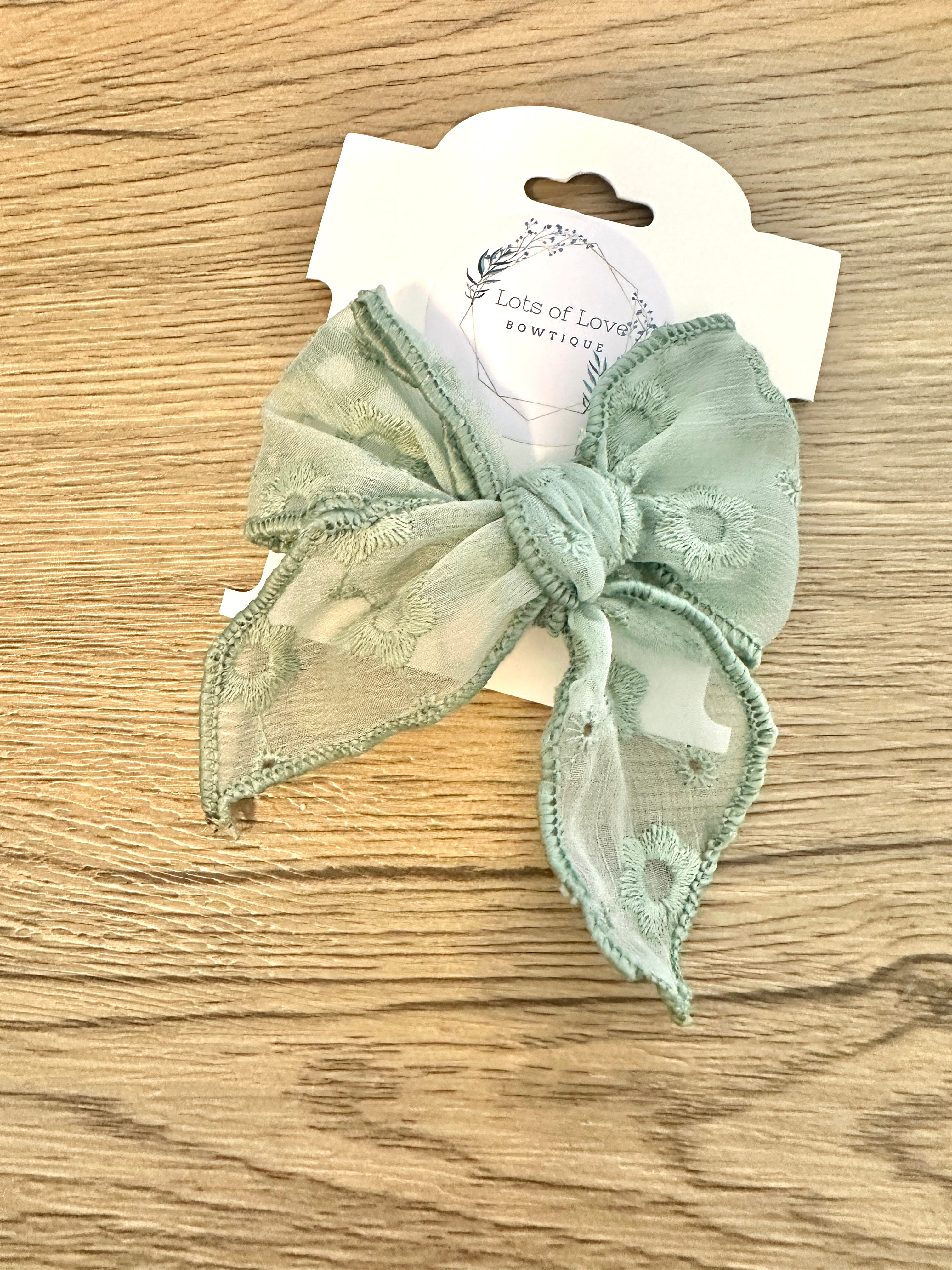 Sage Sheer Hand Tied Bow