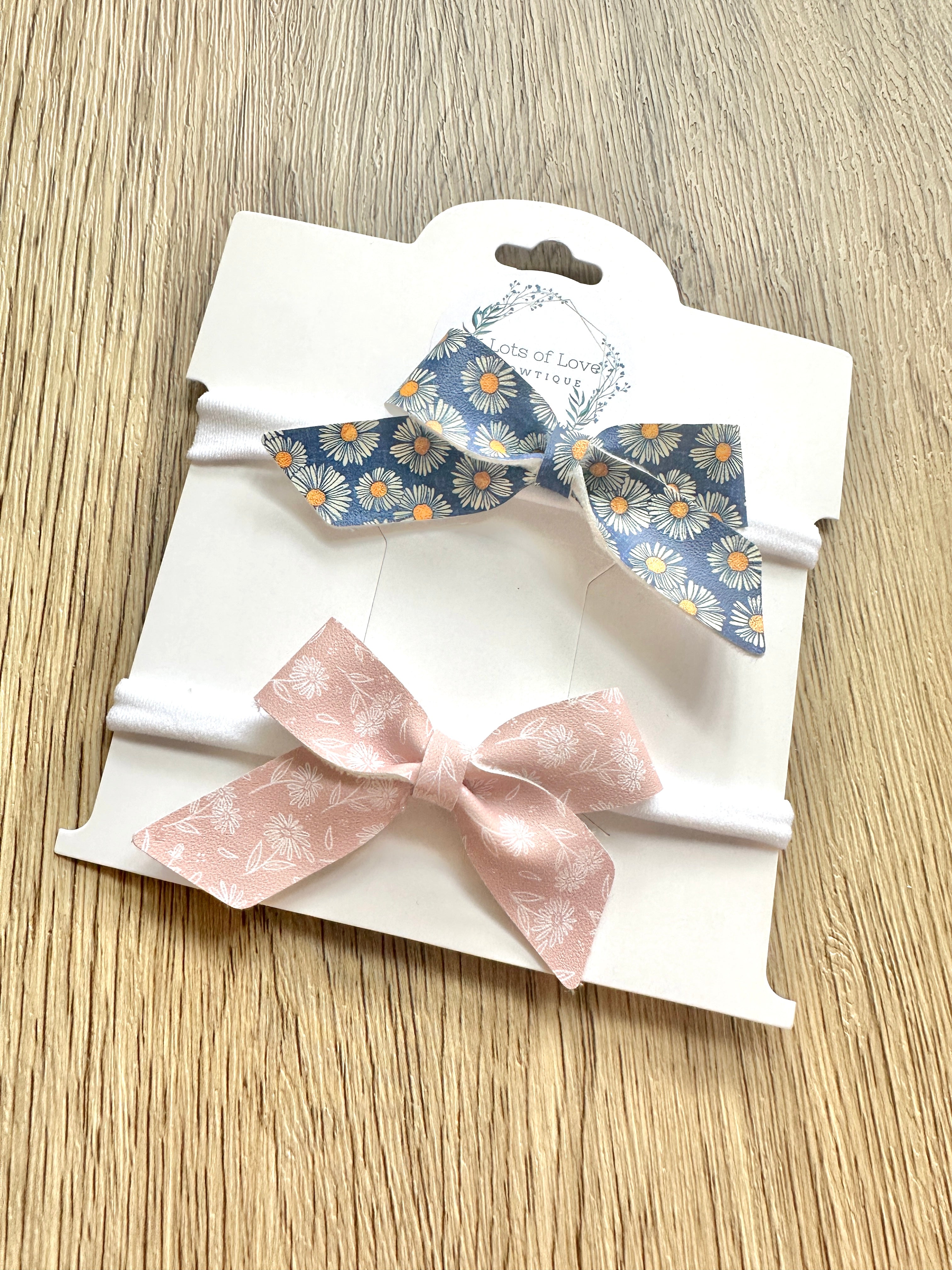 Denim and Blush Florals Blakely Nylon Headband Set