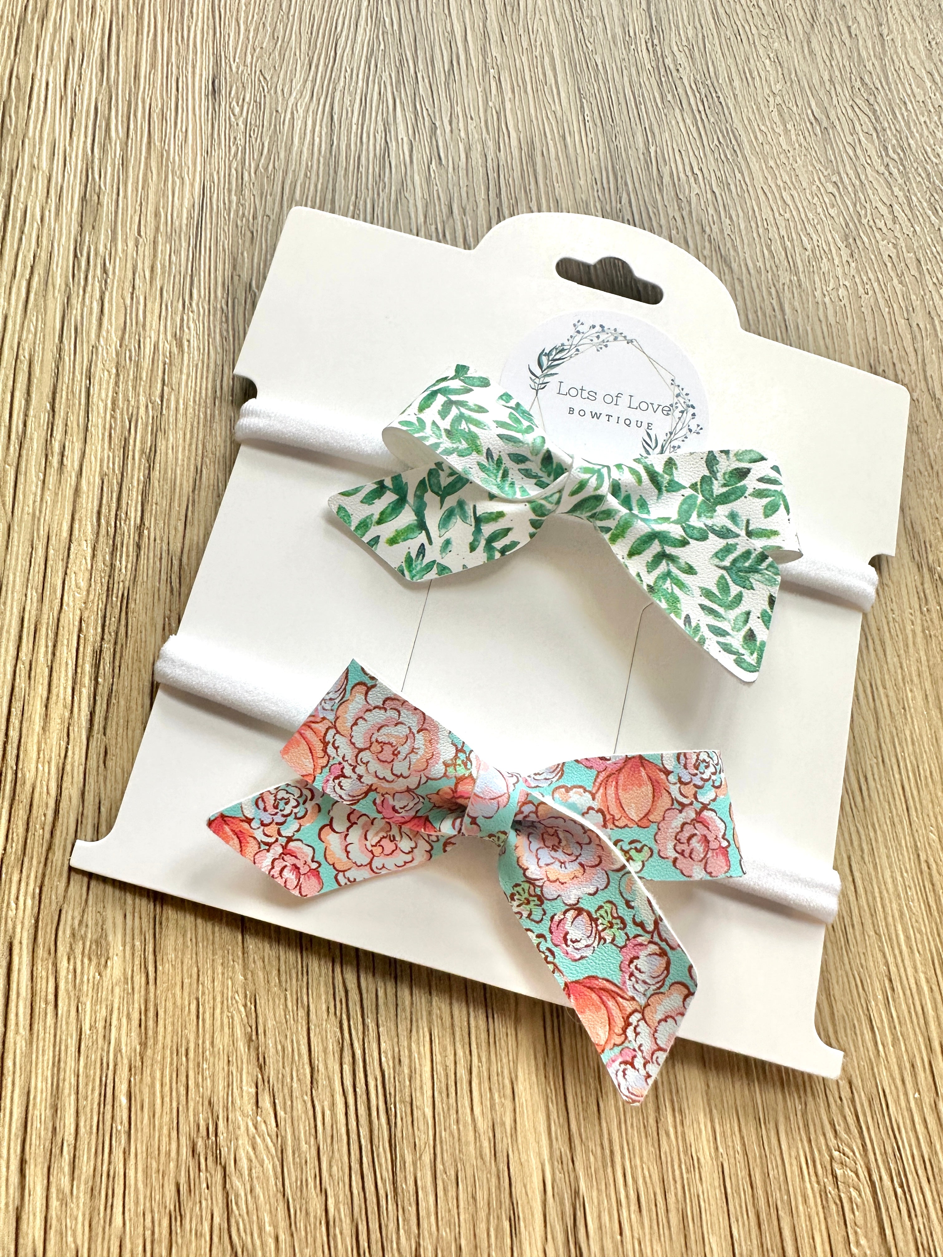 Vine and Aqua Floral Blakely Nylon Headband Set