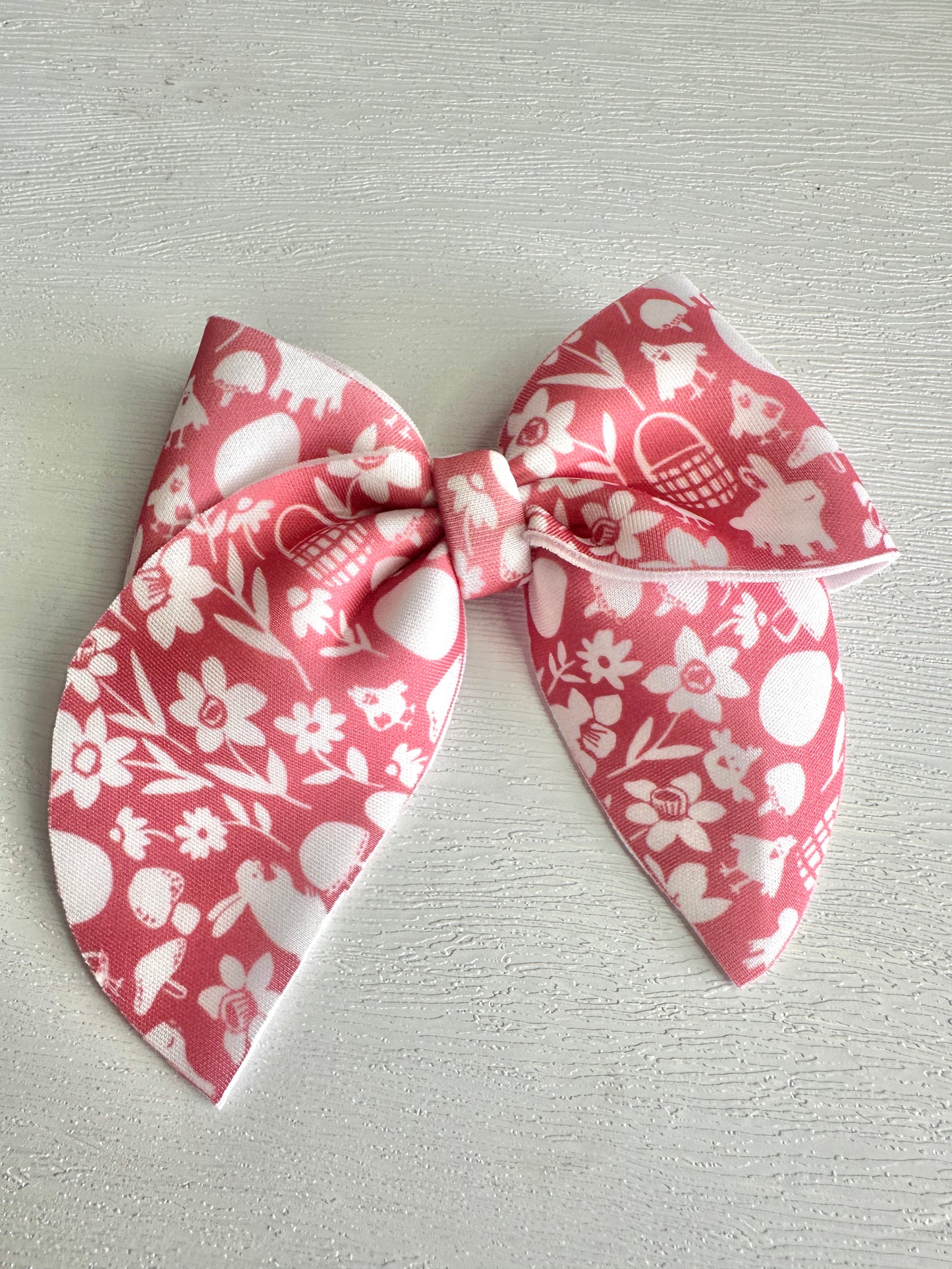Pink Easter Floral Sailor Bow