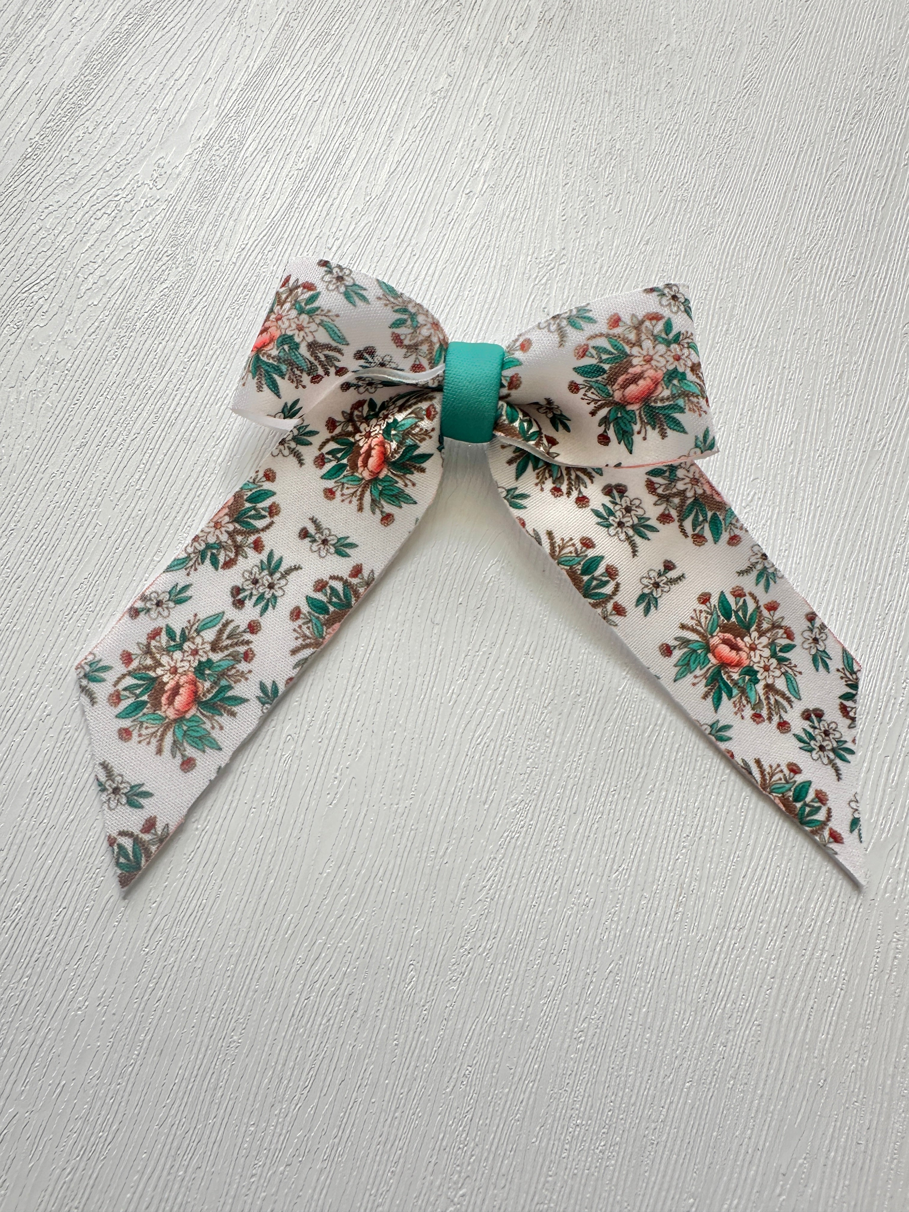Turquoise Floral Klaire Bow