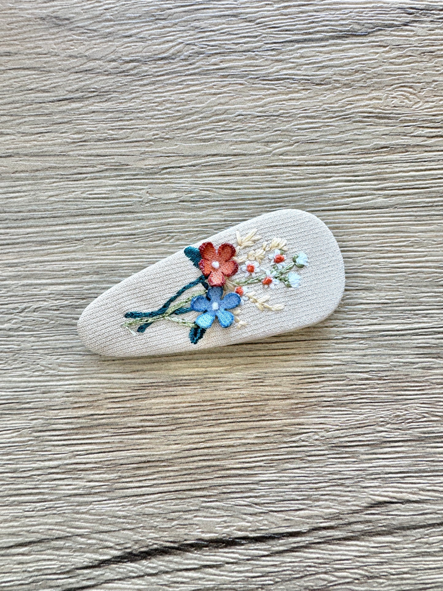 Tan Floral Large Snap Clip