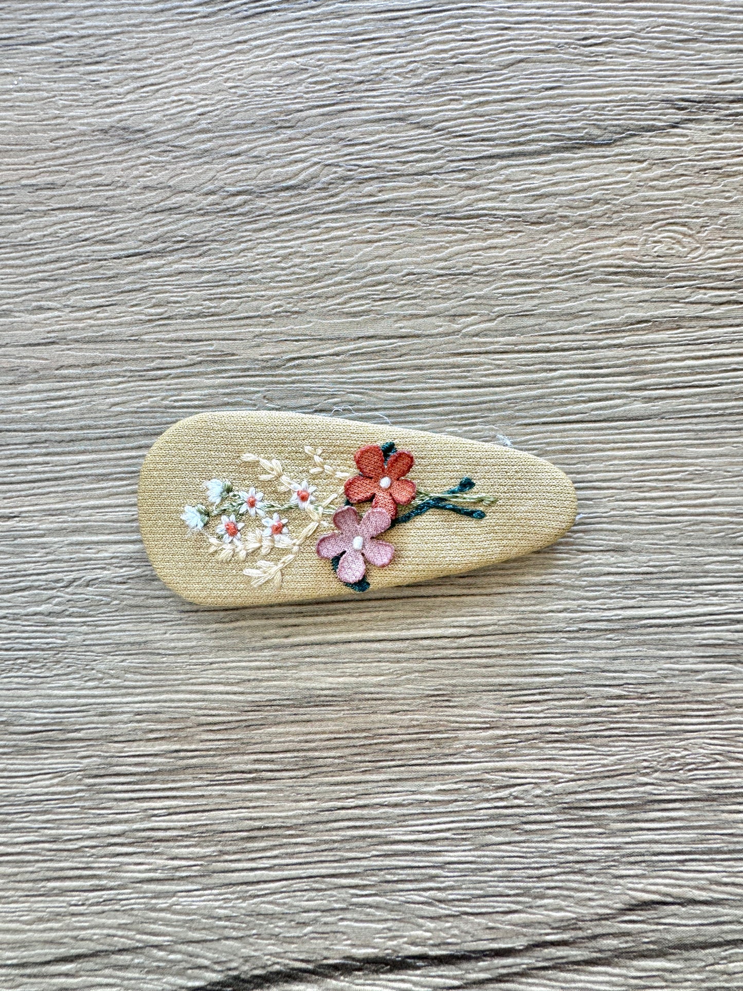 Mustard Floral Large Snap Clip