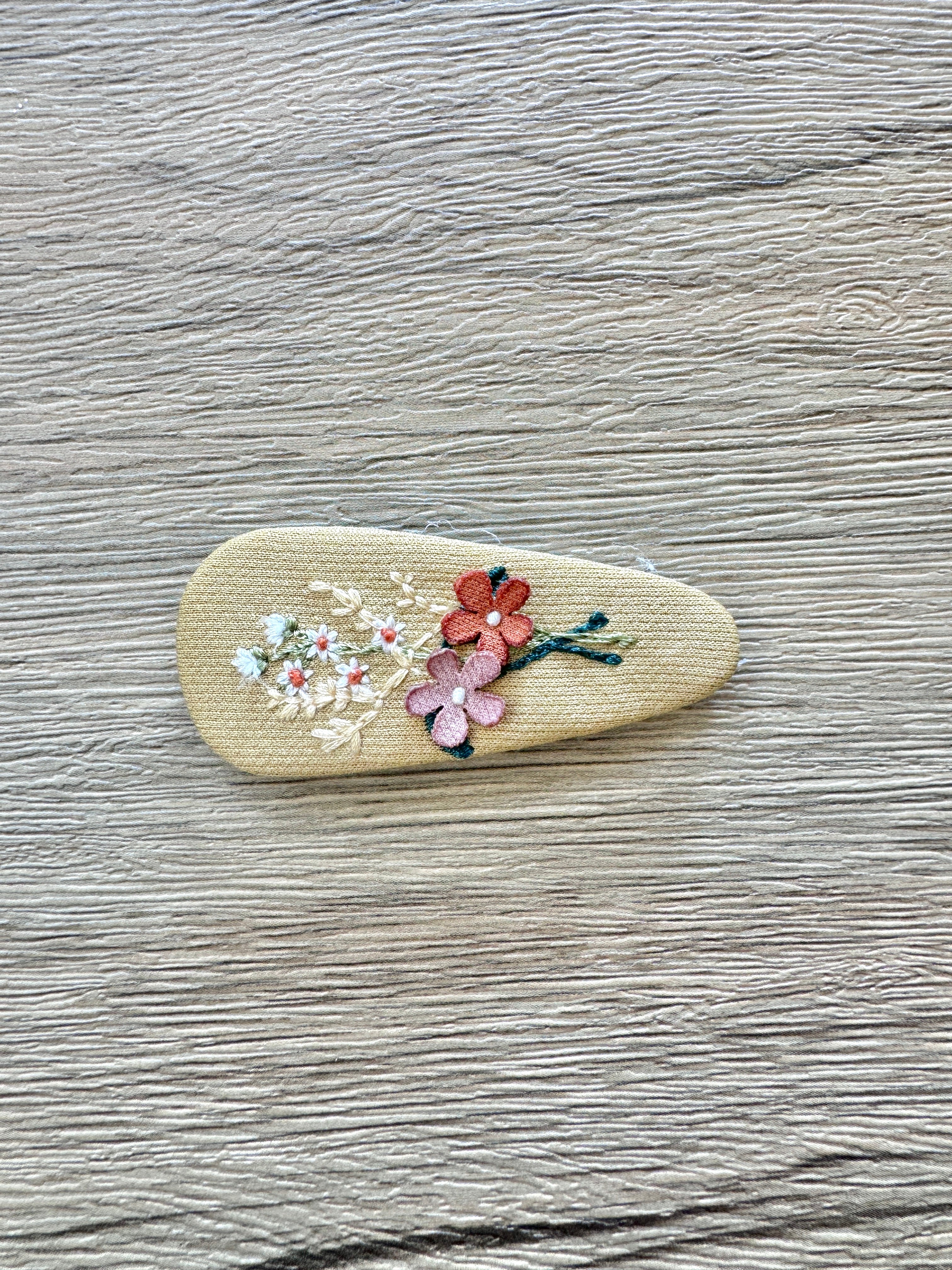 Mustard Floral Large Snap Clip