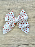 White With Rust Dot Hand Tied Bow