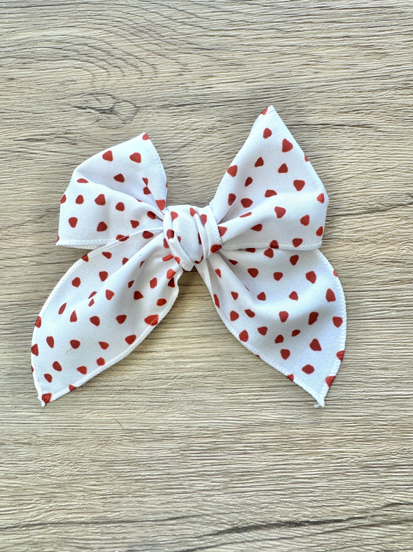 White With Rust Dot Hand Tied Bow