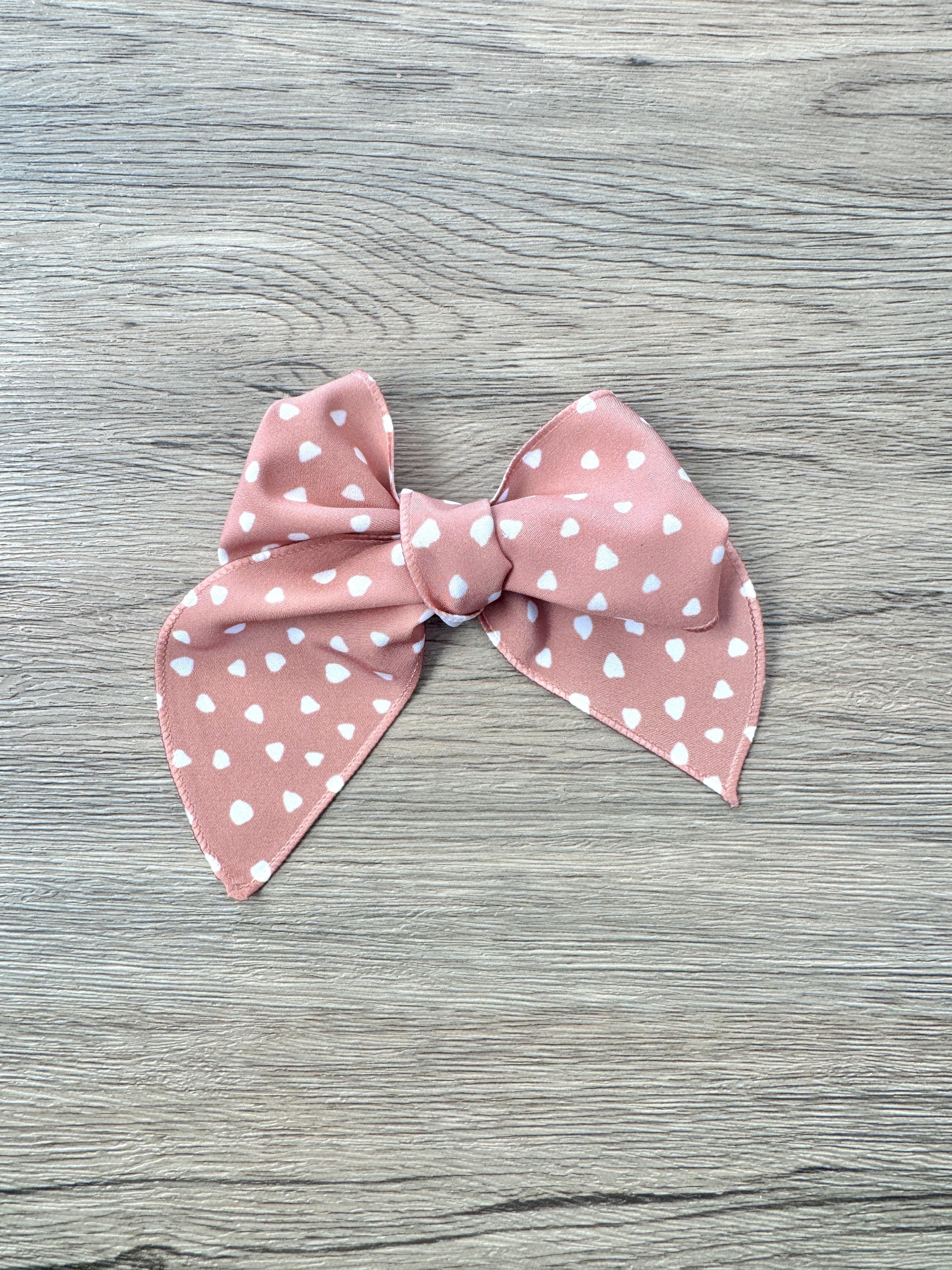 Soft Orange with White Dot Hand Tied Bow