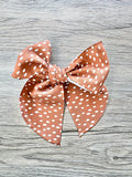 Rust Orange with White Dot Hand Tied Bow